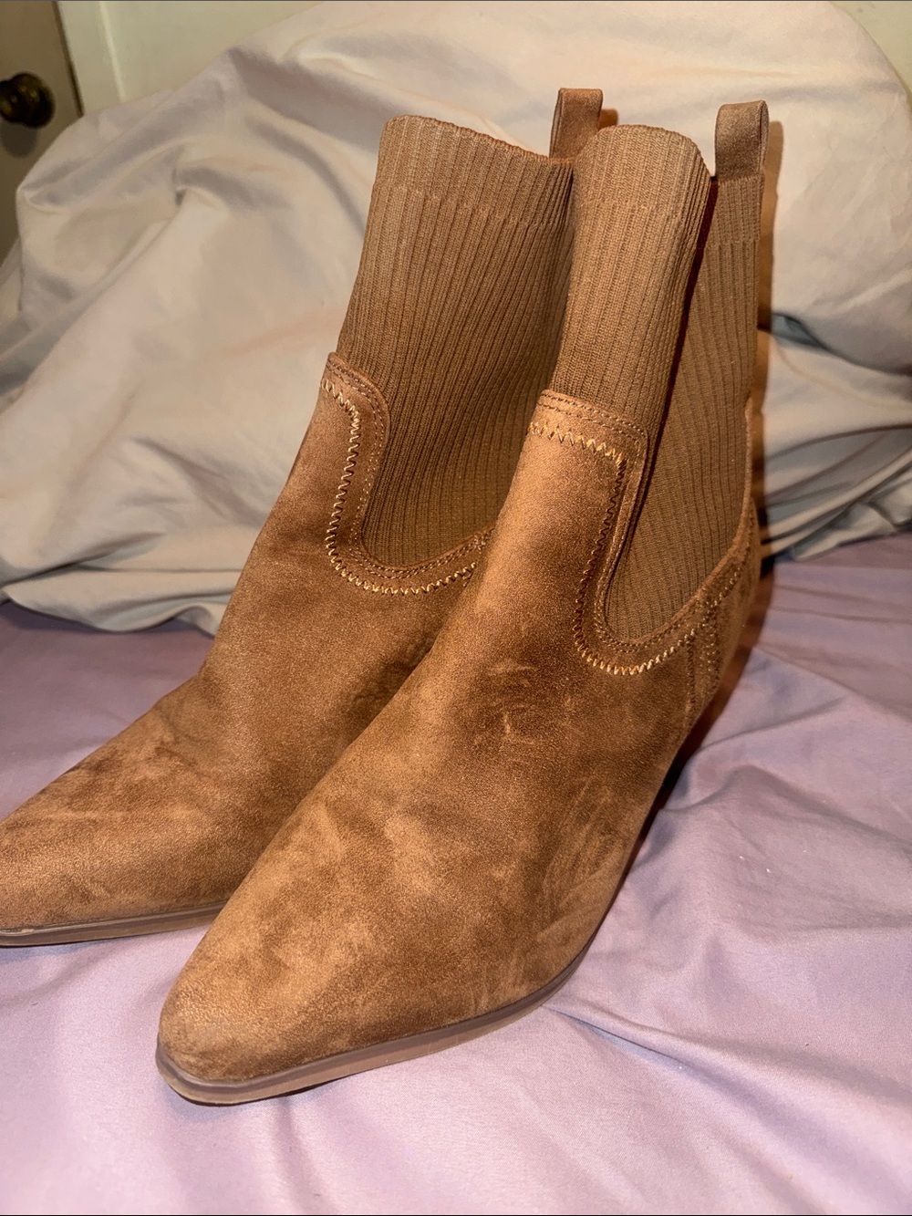 Universal Thread- Women’s Suede Pointed-Toe Ankle Boots in Brown